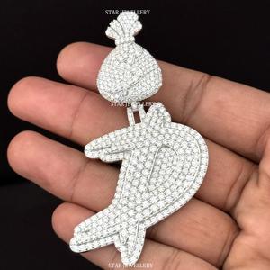 Pendentif personnalisé avec initiale en lettre, en moissanite VVS, taille ronde brillante, argent 925, style hip-hop glacé, unisexe - Product Image 2