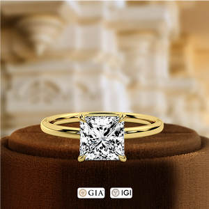 Anillo de Compromiso Solitario con Diamante Cultivado en Laboratorio, Corte Princesa, 1 Quilate, Certificado IGI, Oro Amarillo de 14k, Anillo de Boda para Regalo de Aniversario - Product Image 2