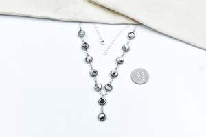 Collier Lariat en argent Sterling buffle blanc fait à la main pour femmes 18 pouces chaîne réglable plaqué or lunette bijoux de réglage - Product Image 2