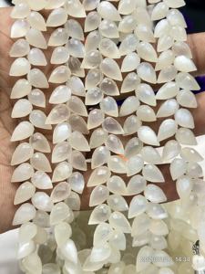 มูนสโตนสีขาวธรรมชาติทรงหยดน้ำเจียระไนแบบแฟนซี ขนาดประมาณ 6x9 มม. ความยาว 8 นิ้ว - Product Image 5