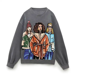 Sudadera Extra Grande para Mujer, Sudadera con Capucha y Cuello Alto, Diseño Estampado, Tejido Transpirable, Informal para Invierno y Otoño, Estampado Personalizado - Product Image 1