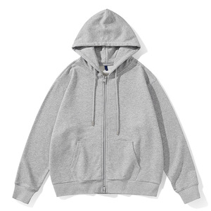 Full OEMOEM Hooded <b>Cardigan</b> Sweater <b>Men'S</b> 320g Heavyweight Casual Coat Solid Color <b>Zipper</b> Hoodies For <b>Men</b> Custom Logo - Product Image 2