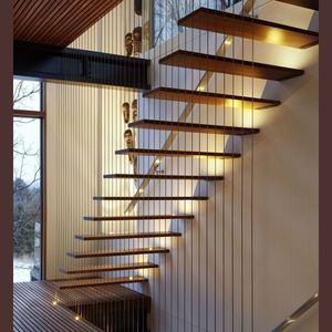 <span class=keywords><strong>Escalier</strong></span> flottant d'entrée majestueux sur mesure, conçu avec une poutre monolithique <span class=keywords><strong>en</strong></span> cascade et des jardinières intégrées - Product Image 5