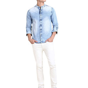 Turn-Down Collar Cotton Spandex Solid Color <b>Jeans</b> Denim <b>Men</b> <b>Shirt</b> Wholesale Long Sleeve Denim <b>Men</b> <b>Shirt</b> <b>for</b> Online Sale - Product Image 5