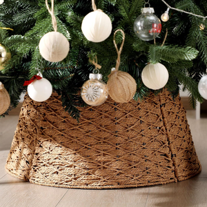 New design Farmhouse Round Seagrass Christmas <b>Tree</b> <b>Collar</b> X-Shape Weave Christmas Home Decor Wholesale from Vietnam - Product Image 3