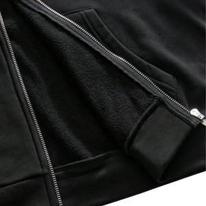 Mens <b>Black</b> Fleece Lined Zip-Up <b>Hoodie</b> with Faux Fur Hood 3D Design Warm Winter Casual Sweatshirt Jacket with Front Pocket - Product Image 6