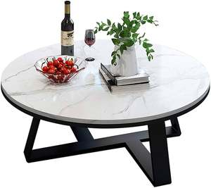 Table basse moderne gigogne en métal avec dessus en marbre belle conception pour salon maison hôtels restaurants décor - Product Image 2