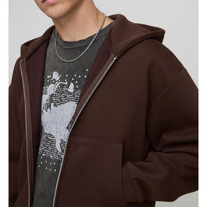 Nueva sudadera con cremallera de lana lisa con bolsillo de canguro logotipo personalizado Sudadera con capucha en blanco al por mayor - Product Image 3