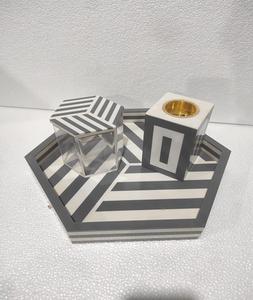 Medkhan-Ensemble de Plateau de Brûleur Bakhoor Tendance en Os d'Ange, Incrustation d'Os en Résine MDF Multicolore, Modèle Écologique - Product Image 2