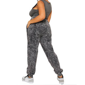 Joggers de lavado ácido para mujer de peso pesado, cordón frontal plano, Impresión de logotipo personalizado, 100% algodón, impermeable, transpirable, servicio OEM - Product Image 2