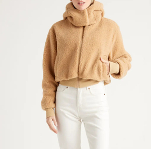 Sweat à capuche en sherpa polaire de haute qualité, impression de logo personnalisée, hauts amples avec fermeture éclair intégrale de couleur unie pour hommes et femmes - Product Image 5