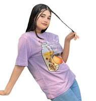 T-shirt décontracté pour femme en coton tricoté respirant, col rond, épaules tombantes, manches mi-longues, broderie logo numérique, vente en gros