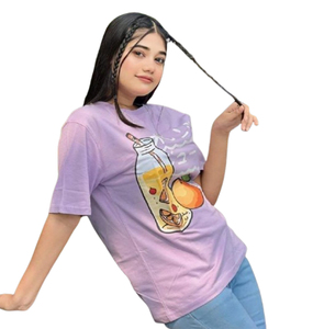 เสื้อยืดคอกลมแขนสั้นสำหรับผู้หญิงผ้าคอตตอนถักแบบ100% ระบายอากาศได้เสื้อยืดปักโลโก้แบบดิจิตอล - Product Image 6