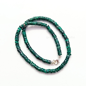 Collar de cuentas de piedras preciosas facetadas de piedra de malaquita natural para mujer, gargantilla de cuentas de neumático Heishi de 6mm, joyería de moda a granel - Product Image 1