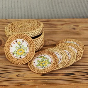 Tea Cup Coasters for Wedding Decoration Rattan coaster <b>Set</b> With Holder Luxury Dining <b>Placemats</b> - Product Image 6