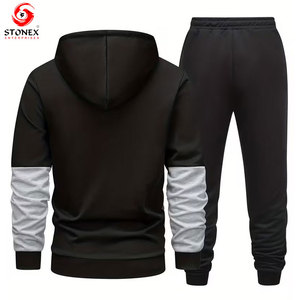 Ensemble de survêtement pour homme en vente chaude, hiver, coton de haute qualité, uni, léger et respirant, sweat à capuche zippé, style 2025, impression de logo personnalisée - Product Image 3
