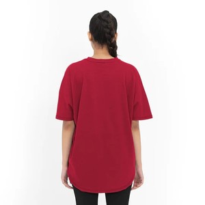 Camiseta informal de algodón y poliéster para mujer, Camiseta lisa de manga corta con logotipo personalizado, holgada, para entrenamiento al aire libre, de Color sólido - Product Image 2