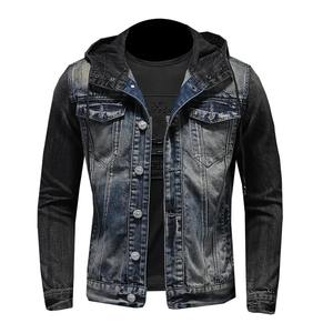 Chaqueta de punto de un solo pecho para hombre, estilo callejero, con capucha, prendas de vestir exteriores de mezclilla lavada, botones de manga larga con bolsillos - Product Image 5