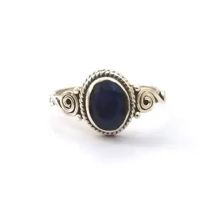 Wholesale Sterling Silver 925 Jewelry 6 x 8 Oval Natural Blue Sapphire Ring For Women