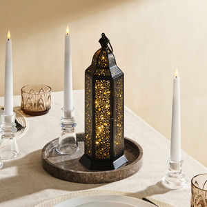 Lanternes en métal marocaines faites à la main de haute qualité, décoration d'intérieur, Noël, Ramadan, Eid, lanternes à motifs étoilés - Product Image 1