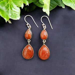 Elegant 925 Sterling Silver Gemstone <b>Dangle</b> <b>Earrings</b> High Quality Sunstone Mixed Diamond <b>Pearl</b> Gold Plated Trendy for Parties - Product Image 1