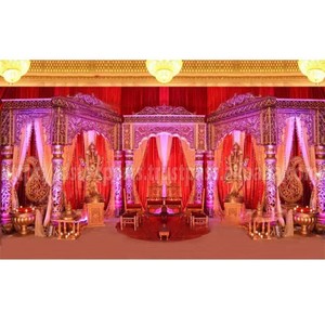 Panneaux de cadres dorés de concepteur de mariage musulman Panneaux de scène de mariage à thème doré royal Cadre en fibre Mandap avec piliers Arches UK - Product Image 6