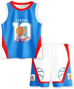 Maillots de basket-ball pour enfants, garçons et filles, ensembles de maillots en maille sans manches, uniformes d'entraînement sportif pour jeunes - Product Image 1