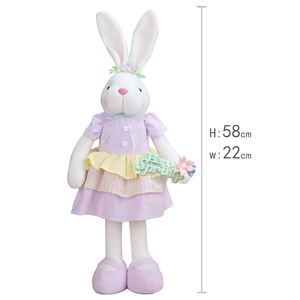 Zaves 2 adet ayakta bahar paskalya tavşanı peluş % bebek seti PP pamuk dolgulu dolması tavşan oyuncak çiçekler mevsimsel ev dekorasyon - Product Image 4