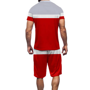 2025 hommes à la mode tenue respirant vêtements de sport salle de sport en plein air deux pièces costume 2 tons couleur gros coupe ajustée chemise et short - Product Image 2