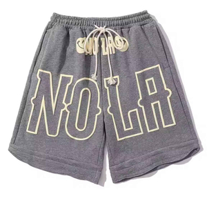 <b>Mens</b> Heavyweight 100% Cotton Puff Printed Sweat <b>Shorts</b> High Quality Casual Streetwear <b>Elastic</b> <b>Waist</b> Closure Solid Pants - Product Image 1