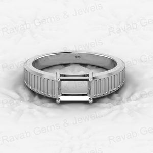 Anillo de Plata de Ley 925 Sólida de Alta Calidad con Engaste Octogonal de 7x5mm para Resina de Leche Materna, Joyería de Recuerdo - Product Image 4