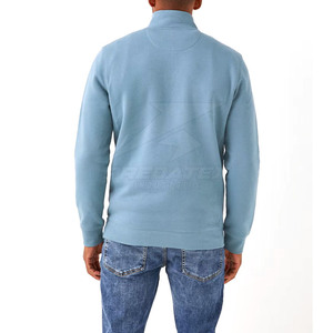 Pull décontracté d'hiver à col montant et fermeture éclair quart de tour, en tissu léger et respirant en mélange de coton - Product Image 2