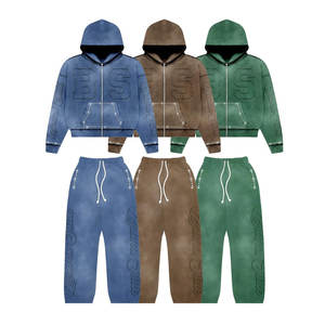 400GSM Best Quality <b>Sun</b> Faded Flared Tracksuit Set 2 Pieces Slim Fit Trendy Design Best Pakistan Clothing Distressed Tracksuit - Product Image 1