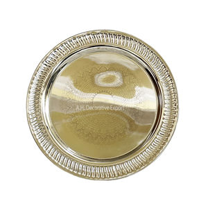 Meilleures ventes Décoration de table Couverts en métal Vaisselle et vaisselle Assiettes de présentation pour le service des aliments Assiette ronde argentée - Product Image 3