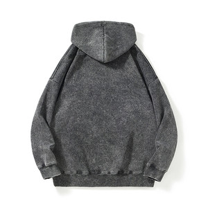 Sudadera con Capucha de Mezclilla Lavada Estilo Vintage para Hombre, Cómoda y Elegante, con Bolsillo y Estampado Personalizado, 100% Algodón, para Otoño - Disponible en Tallas Grandes - Product Image 3