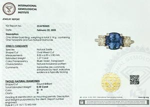 Anillo de boda de tanzanita de corte ovalado y diamante de corte redondo de 8x6mm, anillo de novia de tres piedras de oro blanco de 14K, joyería de piedra natal de diciembre - Product Image 6