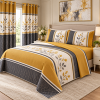 Ensemble de literie imprimé élégant avec rideaux, OEM ODM, ensemble de draps personnalisés, doux, facile d'entretien, marque privée