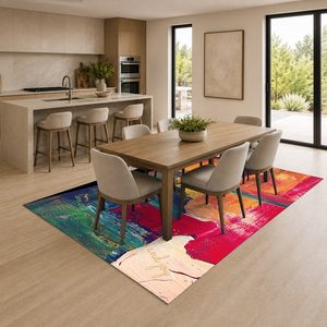 RUGS DEPOT LXDP-0677 Wholesale Red Burgundy Ethnic Kilim Digital Printed Machine Washable Chenille Area Rug Non <b>Slip</b> - Product Image 4