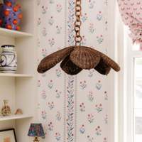 Lampe suspendue en rotin en forme de fleur, abat-jour en osier fait à la main, lampe de plafond tissée naturelle, décoration bohème, éclairage