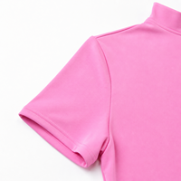 Combinaison de yoga personnalisée pour femme, demi-zip, manches courtes, 75% nylon, 25% élasthanne, 190 g/m², couleur blush, athleisure, une pièce, vêtements de sport