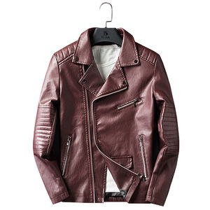 Tendance hommes veste de haute qualité moto veste en cuir hommes mince court fermeture éclair vêtements mâle personnalisé pour OEM - Product Image 2