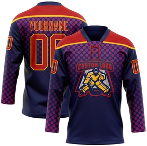 Custom Team Lace Neck Ice Hockey Jersey 100% Polyester Quick Dry Anti-Bacterial Team Name/Numbers High Quality Unisex Factory - Product Image 2