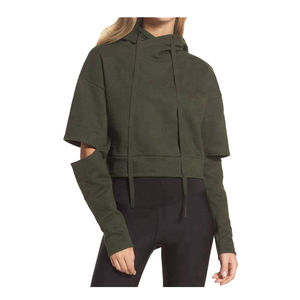 Servicios OEM al por Mayor, Sudaderas con Capucha Cortas para Mujer, Invierno, Manga Larga, Algodón, Color Sólido, Ropa Urbana, Logotipo Personalizado - Product Image 1