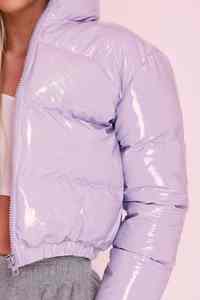 Chaqueta Corta Acolchada de Invierno para Mujer 2024, Transpirable, de Lona, Impermeable, Cortavientos, con Cuello Alto, Bolsillos y Acabado Brillante - Product Image 2