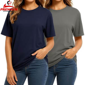 Camiseta extragrande Premium Camiseta extragrande de algodón azul y gris para mujer - Product Image 1