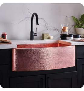 Évier de cuisine en cuivre martelé à la main avec un design moderne, options personnalisables, patine distinctive et durabilité pour les maisons de luxe - Product Image 2