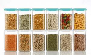Transparent 1100ml PP Plastic <b>Kitchen</b> Food <b>Storage</b> <b>Containers</b> with Airtight Lids 12-Pcs Set Portable for Pulses Spices & Snacks - Product Image 2