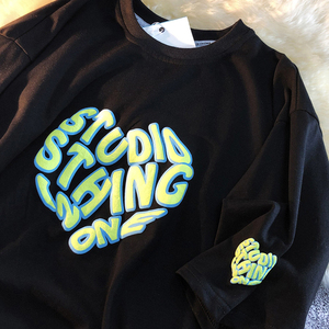 เสื้อยืดผ้าฝ้าย100% สำหรับผู้ชายเสื้อยืดโอเวอร์ไซส์พิมพ์ลาย3D พิมพ์พัฟทรงหลวมใส่ได้ตามต้องการ - Product Image 1