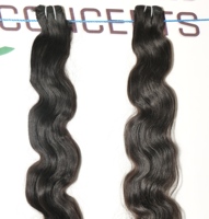Rambut sambungan kutikula Virgin mentah tidak teratur warna hitam kutu bundel Bodywave candi pemanjangan rambut manusia India