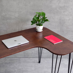 Escritorio Esquinero en Forma de L de 120x80cm, Plegable, con Cajón de Almacenamiento, Patas de Hierro con Diseño de Horquilla, de Madera de Caucho, para Juegos y Hoteles - CD68023 - Product Image 4